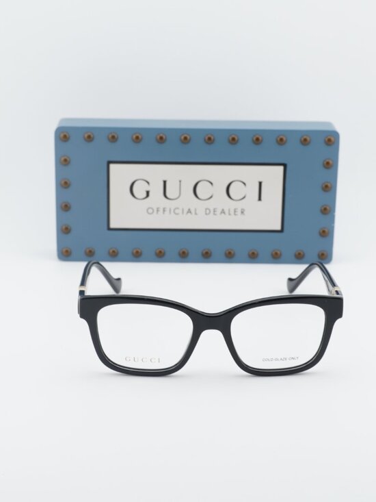 Gucci GG1025O 003 Square Eyeglasses - Black with Gold Detachable Chain main image 4
